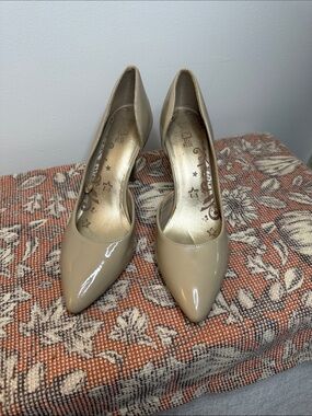 Brash Nude Patent Pointed-Toe Pumps